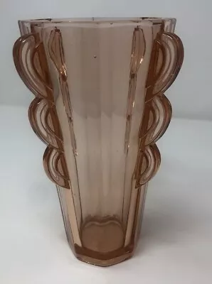Buy Sowerby 2597 Art Deco 1930s Rosalin Pink Glass Vase 1937 20cm Vintage VTG • 52£