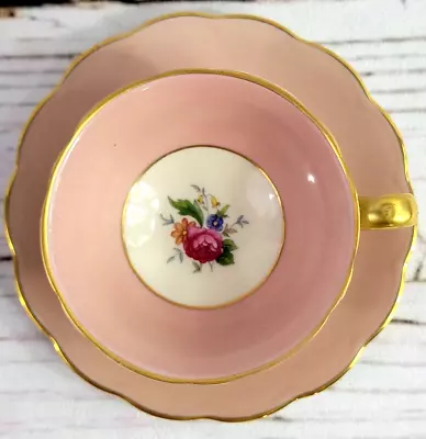 Buy Royal Bayreuth Tea Cup & Saucer Demitasse Pink W/Flowers Gilded #7011 Ardalt • 27.95£