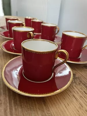 Buy Aynsley Bone China Red Gilded Demitasse Coffee Cups & Saucers Pattern 1933 • 10£