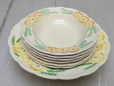 Buy Rare Art Deco Kelsboro Ware Dessert Set 6 Small & 1 Large Bowls Yellow Buttercup • 35£
