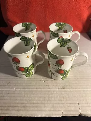 Buy Crown Trent Strawberry Fine Bone China Cups/Mugs Made In England Set Of 4 Dwk • 27.96£