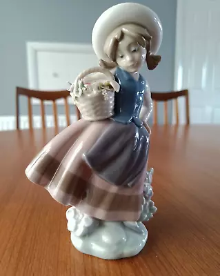 Buy Lladro  No. 5221  Sweet Scent  Height 6 ¼  Young Girl With Basket Of Flowers • 8.95£
