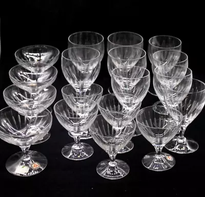 Buy LEERDAM Matching Cut Striped Crystal Glasses X 18, Mix Of Wine, Liqueur Etc • 4.99£