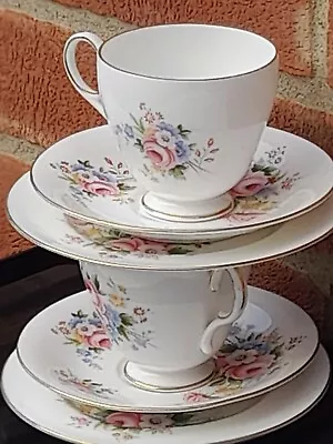 Buy Paragon, Quality Fine Bone China, 2 Trios, Summer Flowers, Gold Rims, VGC  • 19.99£