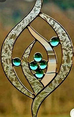 Buy ' ICICLE ' Turquoise Crystal Abstract Stained Glass SUNCATCHER Suspended Art • 30.53£