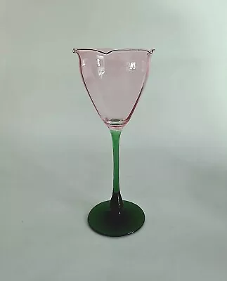 Buy Bohemian Meyrs Neffe Pink & Green Clear Wine Glass .  C 1910. Austria  • 126.04£
