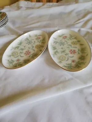 Buy Pair Of Minton Bone China Oval Plate Vanessa Pattern Floral Gold Rim  • 9.99£