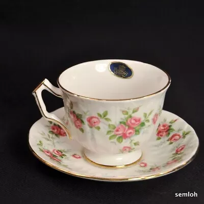 Buy Aynsley Crocus Footed Cup Saucer Flat Thumb Rest Grotto Rose Pink Gold 1960-1971 • 44.71£