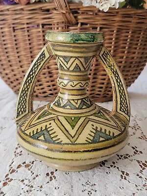 Buy Antique Safi Moroccan Pottery Vase Vessel Signed Green 6.25 T×5.75 W • 31.45£