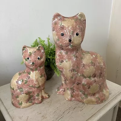 Buy Two Large Pottery Cats By Park Rose Large 12 Inch & Medium 8.5 Inch • 24£