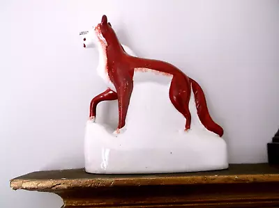 Buy Very Rare Antique 19 C Staffordshire Pottery Fox Figure With Goose In It's Mouth • 50£