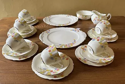 Buy Art Deco Royal Paragon Star Fine Bone China 22 Piece  Tea Set-“Chloe” • 85£