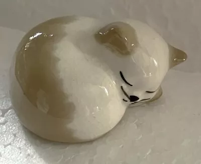 Buy Szeiler Miniature Ceramic Sleeping Brown & White Cat Figurine - Beige • 10£