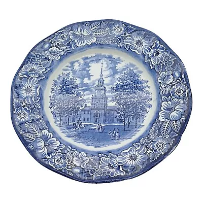 Buy Staffordshire Liberty Blue Independence Hall Blue And White Ironstone Plate • 9.99£