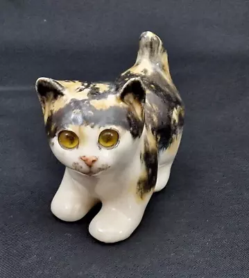 Buy Old Jenny Winstanley Size 1 Small Pottery Kitten Cathedral Glass Eyes Signed • 45£