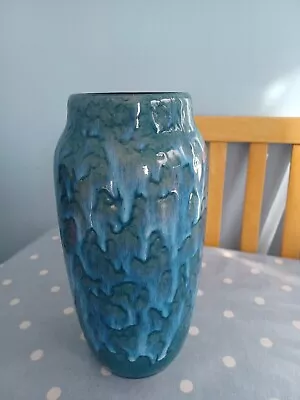 Buy Vintage 1960s West German Blue Drip Ware Vase 21.5cm • 15£