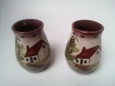 Buy Torquay Pottery  Cottage 2 Small VASES  Vintage  7 Cm • 6£