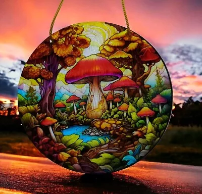 Buy 15cm River Mushrooms Ready To Hang Acrylic Stained Glass Window Suncatcher  • 8.99£