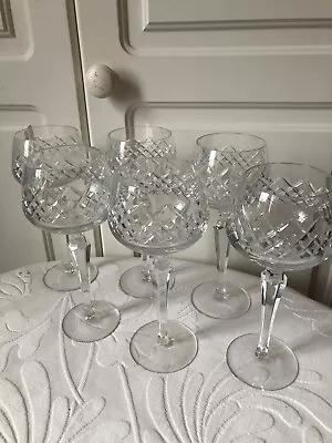 Buy 6 Hock Wine Glasses In Clear Cut Crystal • 20£