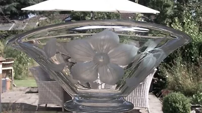 Buy Gorgeous Lead Crystal Floral Cut Glass Oval Centrepiece Bowl Flower Basket  25cm • 30£