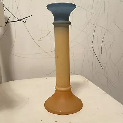 Buy Vintage Large Blue And Orange Glass Candlestick • 12£