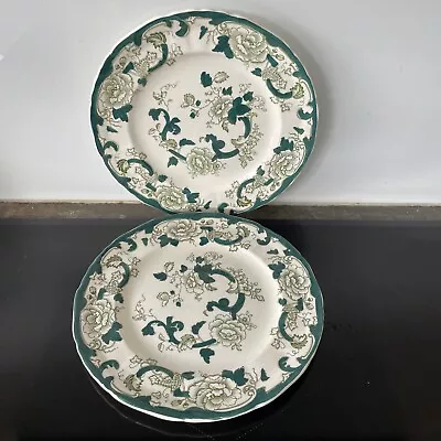 Buy Vintage Masons Ironstone Chartreuse Hand Painted 10.5  Dinner Plates X2 • 22£
