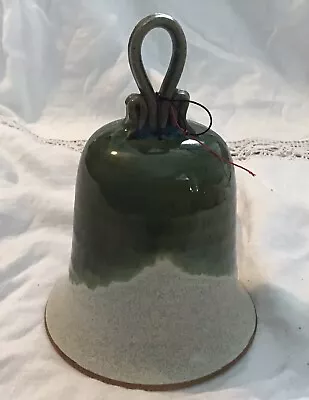 Buy Studio Pottery Bell Stoneware Hand Thrown Part Glazed / Green 6” Hand Bell • 2.99£