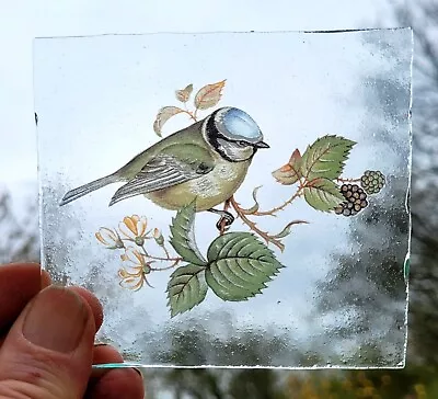 Buy Stained Glass Blue Tit Bird Traditional Kiln Fired 9 Cm X 9 Cm • 18£