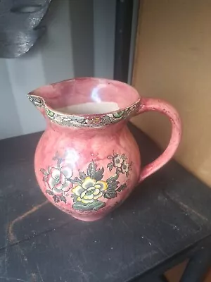 Buy Vintage Arthur Wood - Royal Bradwell Astoria  Lustre Pink Jug C 1945 Floral • 10£