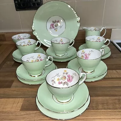 Buy Hammersley & Co - 21 Pc Tea Set Green With Floral Patt C329- Very Good Condition • 29.99£