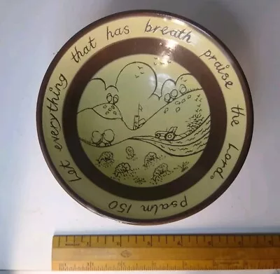 Buy Major Keith Wallis Slipware Sgraffito Studio Bowl With Scripture 15cm X 6cm High • 26£