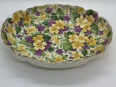 Buy VTG James Kent Chintz Bon Bon Oval Fluted Dish Primula Pattern Longton England • 21.43£