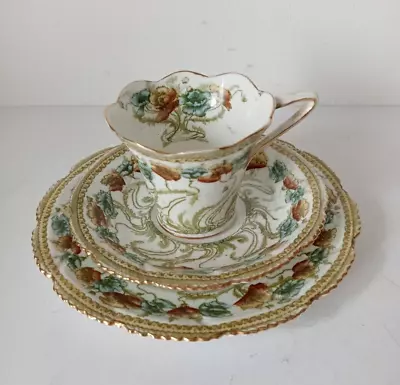 Buy (884) Antique A B Jones Longton China Hand Finished Fluted Tea Trio • 5£