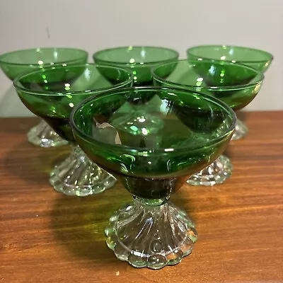 Buy Vintage 1950's Anchor Hocking Forest Green Burple Sherbet Champagne Glasses 6 • 41.94£