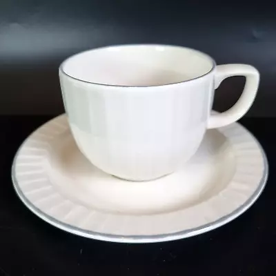 Buy Poole Pottery Cresta Tea Cups & Saucers Set Of 6 Cream Fluted Elegant Classic • 12£