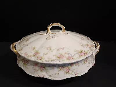 Buy Antique Theodore  Haviland Limoges Covered Dish Lid Pink Flowers Blue Green Gold • 46.67£