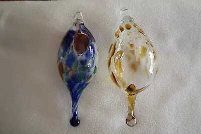 Buy 2x Art Glass Ornament (one Crystal Forge)Tear Drop Orb Christmas Hand Blown Vtg • 23.30£