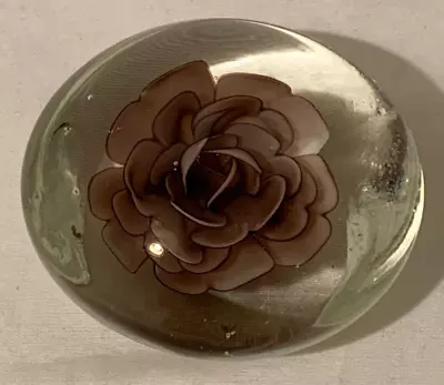 Buy Small Glass Paperweight With Lilac Flower • 23.50£