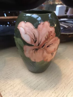 Buy Vintage Moorcroft Pottery Coral Hibiscus Vase 5.5” Tall Great Condition • 120£