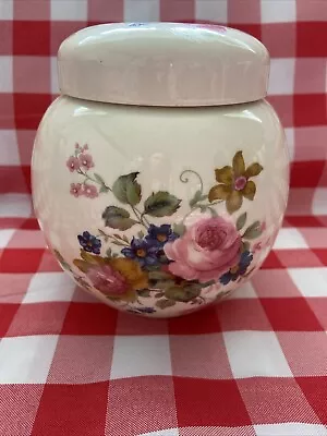 Buy Sadler Floral Rose Pattern Ginger Jar & Lid  Pink Blue Flower 5.25” READ FIRST • 13£