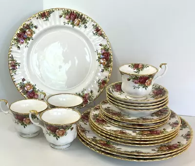 Buy Royal Albert Old Country Roses 20 Pc. Dinnerware Set For 4 England 1962 MCM MINT • 306.47£