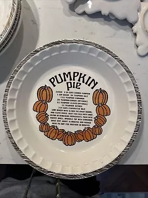 Buy VGT Royal China By Jeannette Country Harvest Pumpkin Pie Pan Plate W/ Recipe • 14£