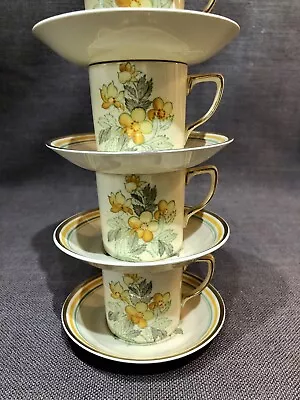 Buy 5 Vintage Grays Pottery Coffee Cans & Saucers “Silverweed A3861” -10 Piece • 24£