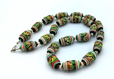 Buy Vintage African? Ethnic Pottery Bead Necklace 16.75   Carved & Painted • 18.66£