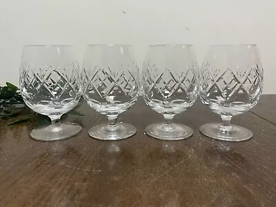 Buy Set Of 4 Vintage Cut Glass Small Brandy Glasses • 24.95£