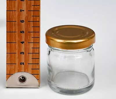 Buy Mini Glass Jars With Gold Lids 1.5oz Round X 18 Wedding Party Favour Jam Honey • 9.99£