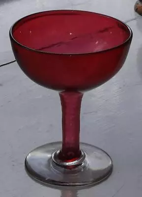Buy Fine Art Deco Cranberry Champagne Glass With Hollow Stem C 1920 • 29.50£