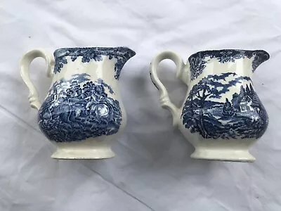 Buy 2 Myott Son & Co Blue And White Jugs  County Life’ & ‘The Brook’ • 15£