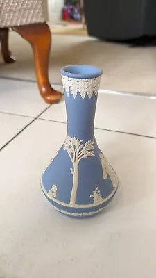 Buy Wedgewood Blue Jasperware Neoclassical Bud Vase Circa 1970s Blue & White VGC • 15£