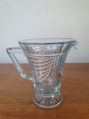 Buy Vintage Art Deco BlueTinted Depression Glass Jug Pitcher In Execellent Condition • 10.99£